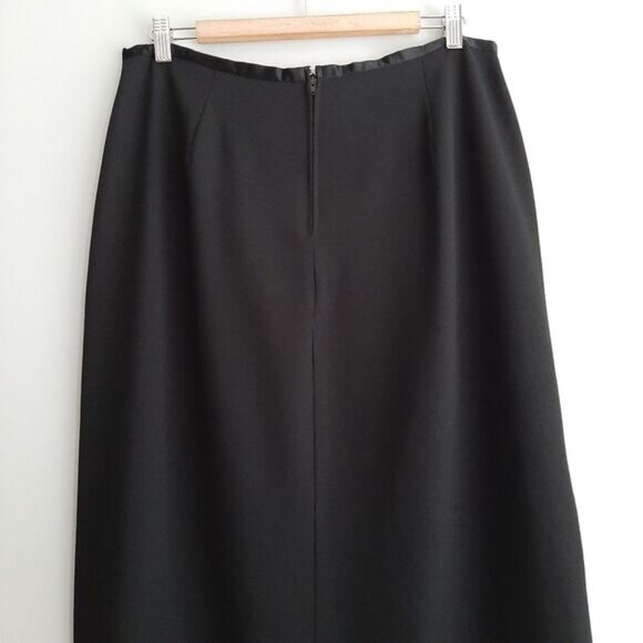 FRICTION | Minimalist Classic Long Maxi Skirt Dressy Front Slit Black Sz 16 - Picture 6 of 10
